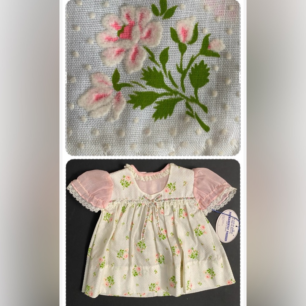 Vintage Nannette floral baby dress short sleeve size 6-9 Months